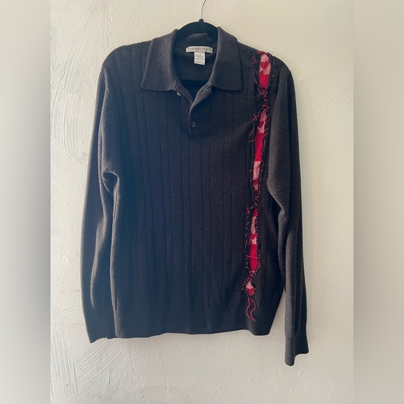 Men's Black Sweater with Red Accent valentines sweater